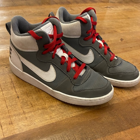 Nike | Shoes | Nike High Tops Lu2 Size 7y Red White And Grey | Poshmark